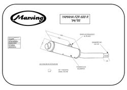 Tłumik czarny & aluminium Yamaha FZR 600 R 94-95