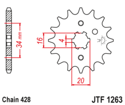 Zębatka przód 14Z JTF1263.14 Beta RE 125 RR 125 Rieju RS-2 125 NKD 125