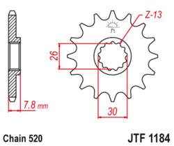 Zębatka przód 18Z JTF1184.18 Triumph Scrambler 865 16-17 Speedmaster 16