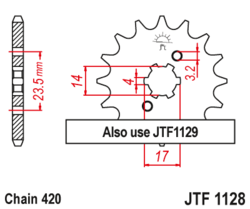 Zębatka przód 14Z JTF1128.14 Derbi Senda 50 08-12