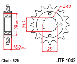 Zębatka przód 14Z JTF1042.14 Kymco Maxxer 300 06-17 MXU 250 05-13