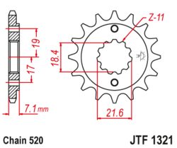 Zębatka przód 14Z JTF1321.14 Honda CBR 250 300 CRF 250 CB 300