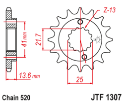 Zębatka przód 15Z JTF1307.15 Kawasaki ZX-6R (ZX 636) ZX-6RR (ZX 600)