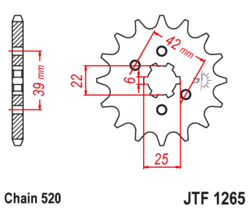 Zębatka przód 14Z JTF1265.14 Honda XL 250 S 78-81