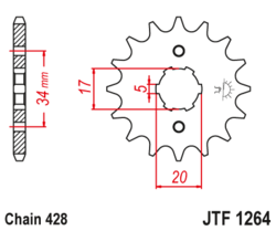 Zębatka przód 17Z JTF1264.17 Honda XR 125 XLR 125 CLR 125