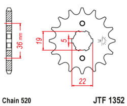 Zębatka przód 13Z JTF1352.13 Honda ATC 200 TRX 250 300