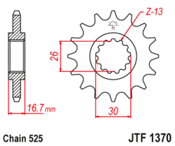 Zębatka przód 15Z JTF1370.15 Honda CB 650 14-16 CBR 650 14-16