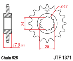 Zębatka przód 15Z JTF1371.15 Honda CB 600 CBF 600 CBR 600