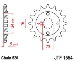 Zębatka przód 13Z JTF1554.13 Yamaha YFS 200 Blaster 99-07