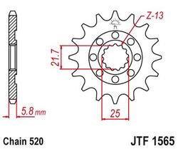 Zębatka przód 13Z JTF1565.13 Kawasaki KLX 450 07-17 KX 450 06-17