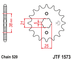 Zębatka przód 14Z JTF1573.14 Yamaha XV 125 Virago 97-02