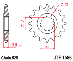 Zębatka przód 16Z JTF1586.16 Yamaha YZF-R6 600 06-17