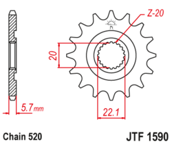 Zębatka przód 14Z JTF1590.14SC Yamaha WR 250 10-15