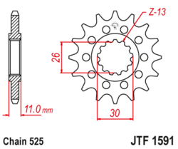 Zębatka przód 16Z JTF1591.16 Yamaha FZ-07 FZ-09 FZ8 TDM 900 MT-07 700