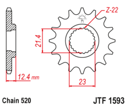 Zębatka przód 14Z JTF1593.14 Yamaha YFM 250 Raptor 08-13