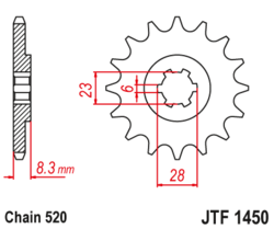 Zębatka przód 14Z JTF1450.14 Suzuki RM 465 81-82 RM 500 83-85