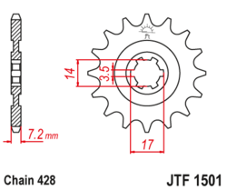 Zębatka przód 12Z JTF1501.12 Kawasaki KLF 110 B Mojave 87-88