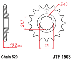 Zębatka przód 12Z JTF1503.12 Kawasaki KEF 300 Lakota Sport 01-03