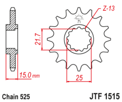 Zębatka przód 15Z JTF1515.15 Kawasaki ZX-6R (ZX 600) 95-97