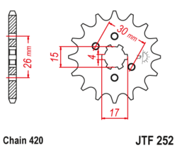 Zębatka przód 14Z JTF252.14 Honda CRF 80 XR 75 80 C 70