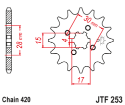 Zębatka przód 14Z JTF253.14 Honda C 70 CR 50 80 CRF 110 NSR 50 ST 70 