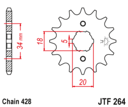 Zębatka przód 14Z JTF264.14 Honda C 90 66-82