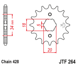 Zębatka przód 15Z JTF264.15 Honda EZ 90 Kymco Pulsar 125 Quannon 125