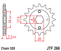 Zębatka przód 13Z JTF266.13 Honda CR 125 NS 125 TLR 200