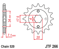 Zębatka przód 14Z JTF266.14 Honda CBX 250 84-86