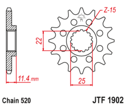 Zębatka przód 14Z JTF1902.14 KTM EXC 350 93-94 SC 620 97-99