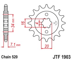 Zębatka przód 14Z JTF1903.14 KTM Duke 125 200 RC 125 200