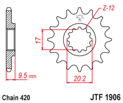 Zębatka przód 12Z JTF1906.12 KTM SX 60 98-00 SX 65 99-03