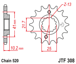 Zębatka przód 15Z JTF308.15 Aprilia Pegaso 650 Honda NX 500 Yamaha XT 660