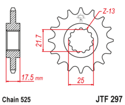 Zębatka przód 15Z JTF297.15 Honda CB 500 CBF 500 VFR 400