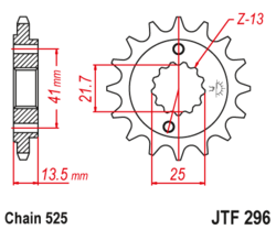 Zębatka przód 16Z JTF296.16 Honda NT 650 VT 600 XRV 650 Africa Twin