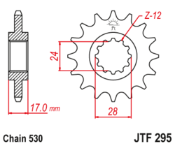 Zębatka przód 15Z JTF295.15 Honda CBR 500 87-90 CBR 600 87-96