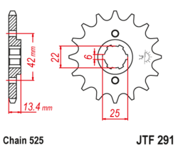 Zębatka przód 15Z JTF291.15 Honda CB 350 86-90 CB 450 86-88