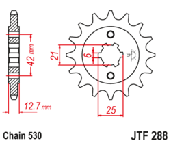 Zębatka przód 18Z JTF288.18 Honda CB 750 K 70-76