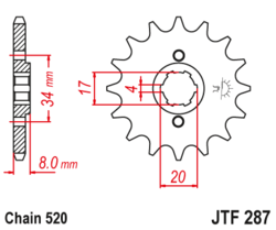Zębatka przód 13Z JTF287.13 Honda XL 250 R 84-88