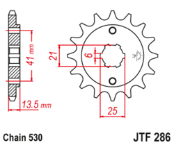 Zębatka przód 15Z JTF286.15 Honda VF 400 83-85 VF 500 84-87