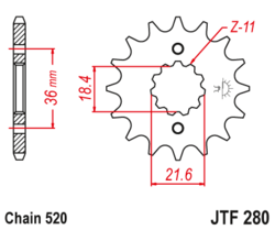 Zębatka przód 13Z JTF280.13