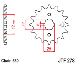 Zębatka przód 16Z JTF278.16 Honda CB 250 350 400 450 CJ 250 360 CM 400