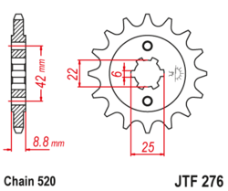 Zębatka przód 16Z JTF276.16 Honda CB 400 81-85 CM 400 79-83