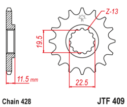 Zębatka przód 16Z JTF409.16 Suzuki DF 125 99-00 DR 125 95-00