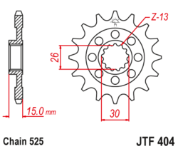 Zębatka przód 17Z JTF404.17 BMW HP4 1000 12-16 S 1000 09-16