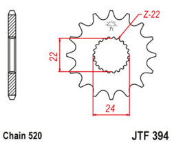 Zębatka przód 16Z JTF394.16 Aprilia AF1 125 ETX 125 MX 125 RX 125