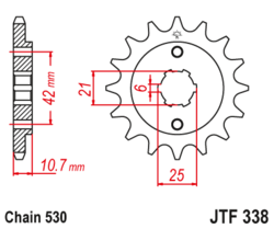 Zębatka przód 16Z JTF338.16 Honda CB 650 79-82 CBX 550 82-84