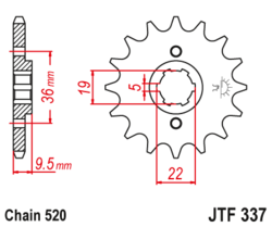 Zębatka przód 13Z JTF337.13 Honda ATC 250 R 83-86 TRX 250 85-88
