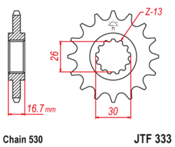 Zębatka przód 16Z JTF333.16 Honda CB 1000 CBF 1000 CBR 1000 VFR 750