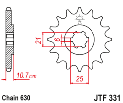 Zębatka przód 15Z JTF331.15 Honda CB 750 76-80